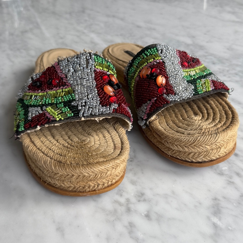 Zara Watermelon Beaded Slides - Picture 3 of 9